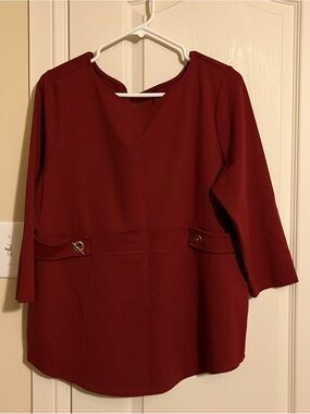 Chico's Deep Burgundy Button-Accent Ponte Tunic